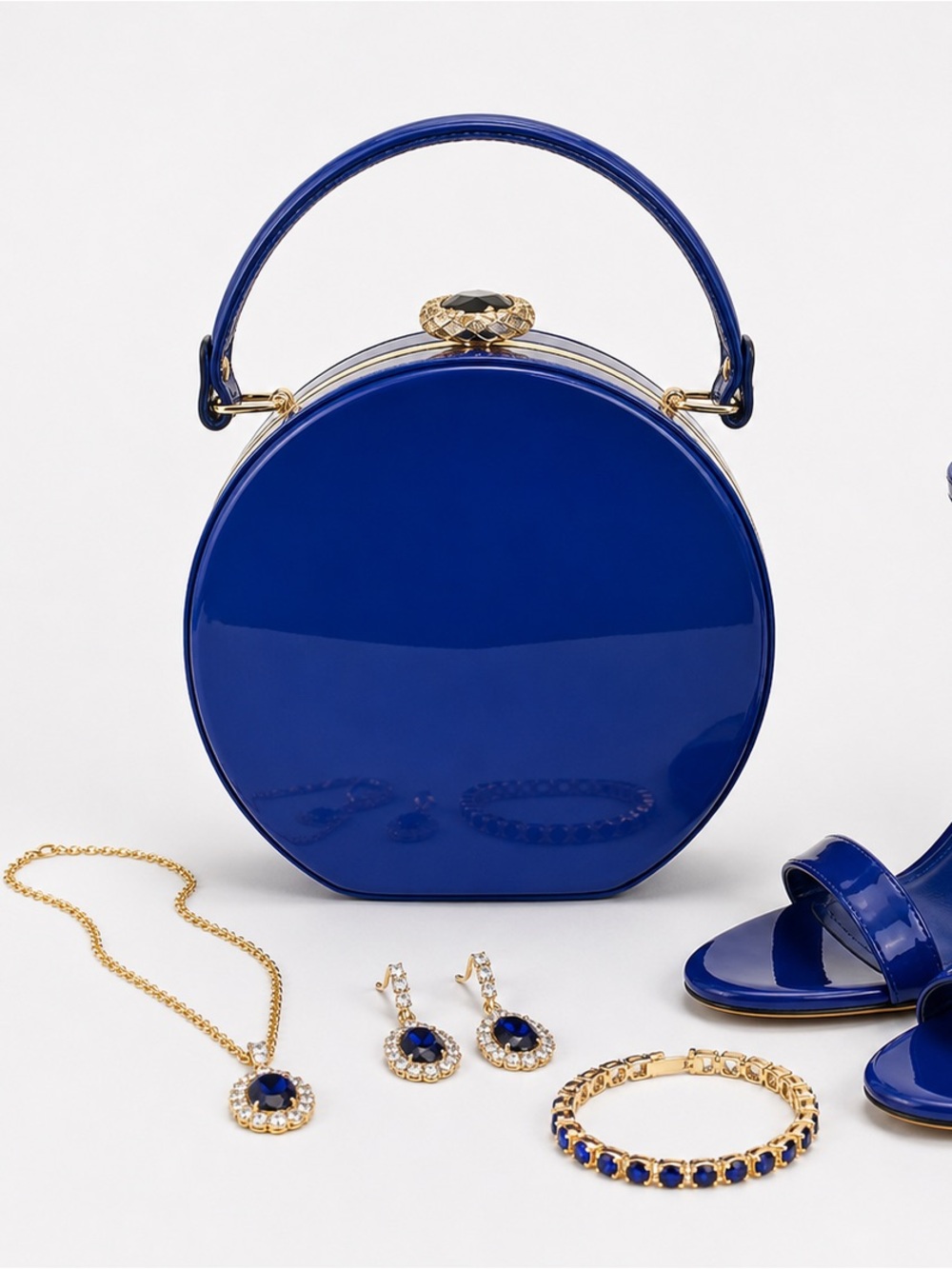 Royal Blue Patent Round Top Handle